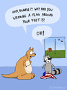 Cartoon: Ronnie and Nick (small) by Frank Zimmermann tagged ronnie,nick,fcartoons,kangaroo,raccoon,flag,socks,feet,stupid,känguru,waschbär,doof,flagge