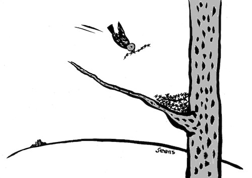 Cartoon: Tree and Birdnest (medium) by sam seen tagged tree,birdnest