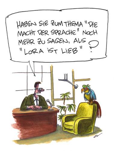 Cartoon: Lora (medium) by OL tagged papagai,lora,sprache,talk,show