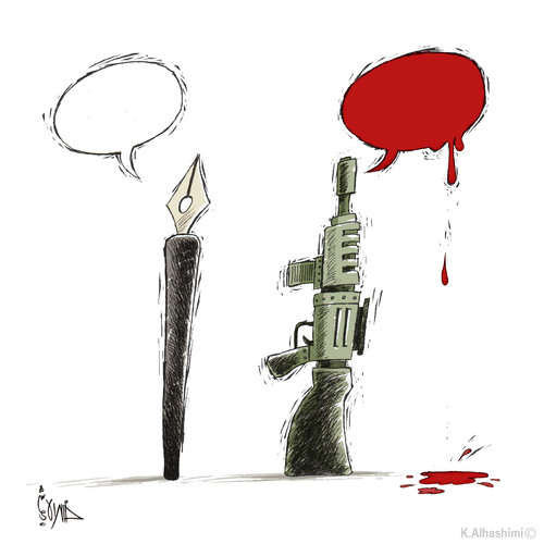 Cartoon: Freedom of Speech (medium) by Khalid Alhashimi tagged violence,freedom