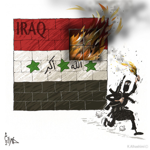 Cartoon: Iraq on Fire (medium) by Khalid Alhashimi tagged iraq