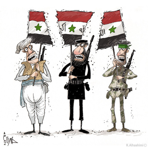 Cartoon: Sadly Iraq... (medium) by Khalid Alhashimi tagged iraq,irq,arabworld,sectarian,middleeast
