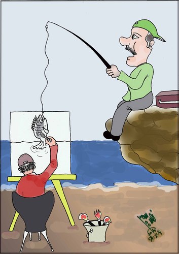 Cartoon: FISHING (medium) by AHMEDSAMIRFARID tagged ahmed,samir,farid,fishing,egyptair,cartoon,caricature