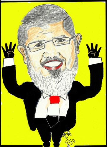 Cartoon: MORSY (medium) by AHMEDSAMIRFARID tagged ahmed,samir,farid,cartoon,morsy,mursyegypt,revolution,mubarak,caricature,sleeping,walking,wife,husband