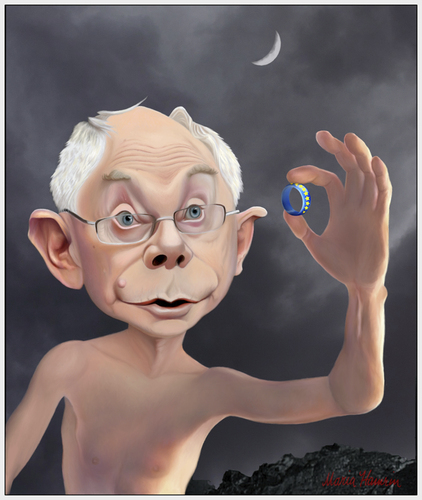 Cartoon: Herman Van Rompuy. (medium) by Maria Hamrin tagged caricature,eu,leader,chief,belgium,brussels,luxemburg,strasbourg,euro,bilderberg,barroso,ashton,farage,ring