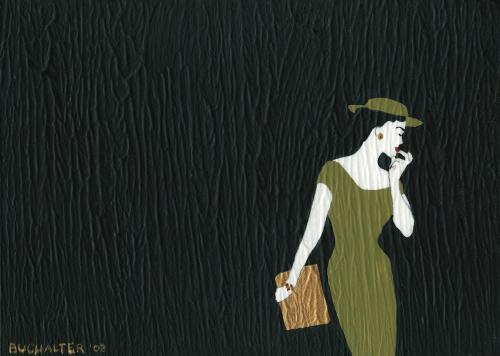 Cartoon: Just Waiting (medium) by Octavine Illustration tagged art,deco,nouveau,jazz,age,fashion,1940s,belle,1930s,hollywood,bohemian,muse,portland,oregon
