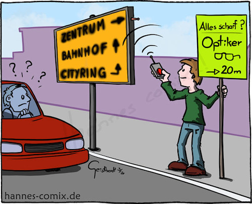 Cartoon: Guerilla-Marketing (medium) by Hannes tagged guerillamarketing,optiker,optician,werbung,advertising