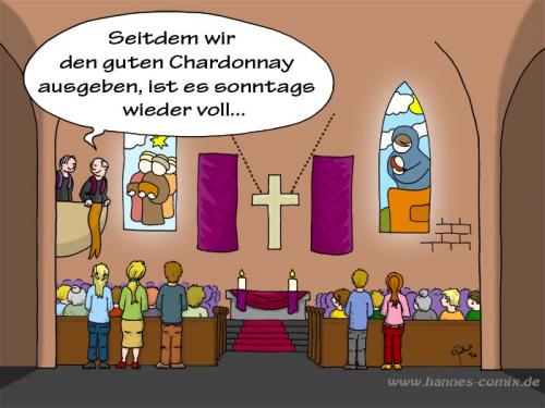 Cartoon: Lockmittel (medium) by Hannes tagged hannes,religion,church,kirche,chardonnay,wine,wein