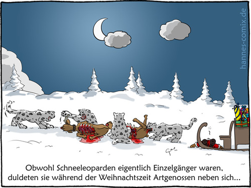 Cartoon: Schneeleopard (medium) by Hannes tagged beute,jagd,rentier,schlitten,schneeleopard,weihnachten,weihnachtsmann,winter