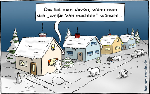 Cartoon: weiße Weihnacht (medium) by Hannes tagged weihnachten,schnee,problembär,polarbär,eisbär,winter,weihnacht,weiße