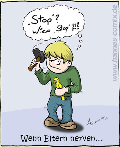 Cartoon: wenn Eltern nerven... (medium) by Hannes tagged kinder,kind,eltern,nerven,erziehung,vogel,hammer
