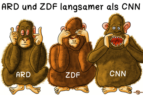 Cartoon: Berichterstattung ARD ZDF (medium) by PuzzleVisions tagged puzzlevisions,ard,zdf,berichterstattung,langsam,slow,cnn