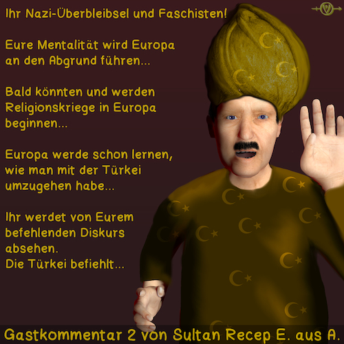 Cartoon: Die Türkei befiehlt... (medium) by PuzzleVisions tagged puzzlevisions,türkei,turkey,glaubenskrieg,religious,war,erdogan,hayir,nein,demokratie,glaubenfreiheit,democracy,freedom