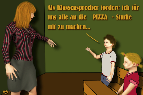 Cartoon: Pisa Studie (medium) by PuzzleVisions tagged puzzlevisions,schule,school,pisa,studie,pizza,bildung,education,leistungswillen