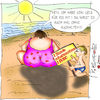 Cartoon: Geschäftstüchtigkeit (small) by Leopold tagged mutter,sohn,eis,strand,schatten,euro,geld,sonne,meer,dick,erziehung