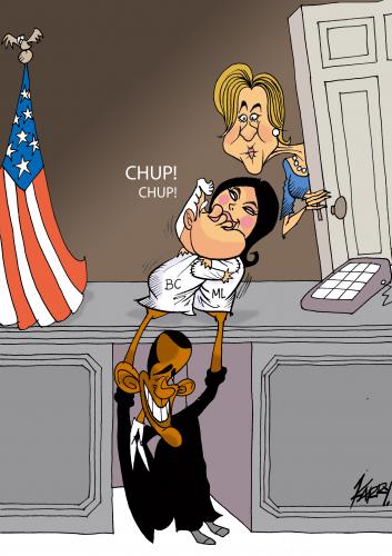 Cartoon: The Oval Office (medium) by KARRY tagged lewinsky,hillary,clinton,obama,cartoon,karry,barack obama,hillary clinton,monica lewinsky,weiße haus,bill clinton,theater,fremdgehen,usa,amerika,präsident,präsidentschaft,barack,obama,hillary,clinton,monica,lewinsky,weiße,haus,bill