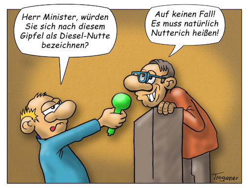 Cartoon: Das war der Gipfel (medium) by Troganer tagged minister,vw,diesel,skandal,gipfel