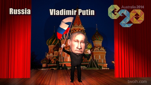 Cartoon: Vladimir Putin (medium) by TwoEyeHead tagged g20,russia,vladimir,putin,brisbane,australia
