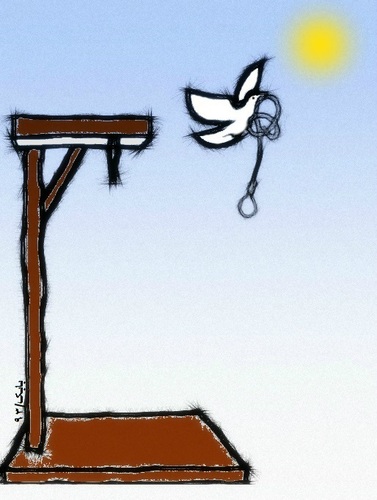 Cartoon: Peace Dove (medium) by Babak Massoumi tagged hanging,peace,dove,babak,massoumi,execution,capital,punishment,iran