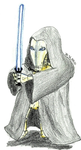 Cartoon: Droid jedi (medium) by uharc123 tagged droid,painting,jedi,star,wars