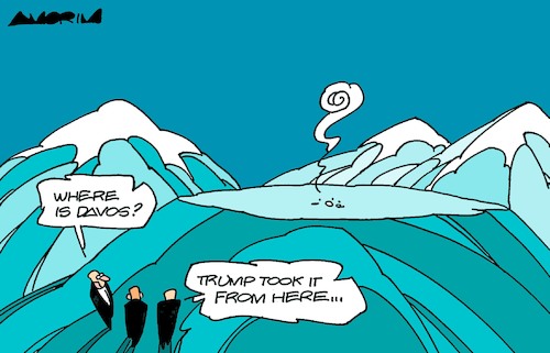 Cartoon: Annexation (medium) by Amorim tagged trump,davos,worldeconomicforum,trump,davos,worldeconomicforum