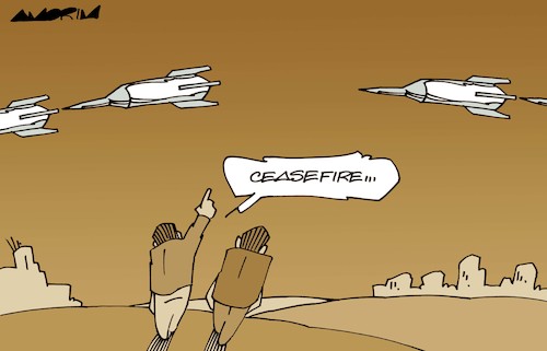 Cartoon: Ceasefire (medium) by Amorim tagged israel,palestine,missiles