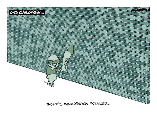 Cartoon: Children separated from families (medium) by Amorim tagged trum,wall,immigration