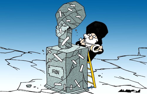 Cartoon: Cracks (medium) by Amorim tagged iran,protests,humanrights,iran,protests,humanrights