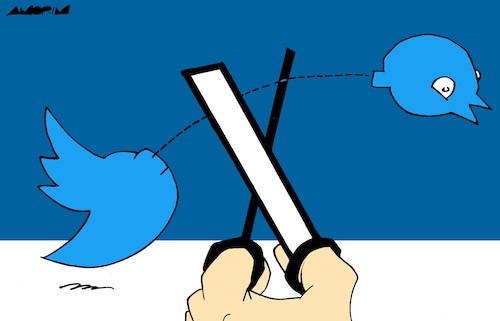 Cartoon: Cuts (medium) by Amorim tagged twitter,elon,musk,social,media,twitter,elon,musk,social,media