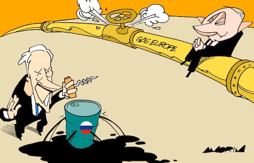 Cartoon: Fuel (medium) by Amorim tagged putin,biden,oil