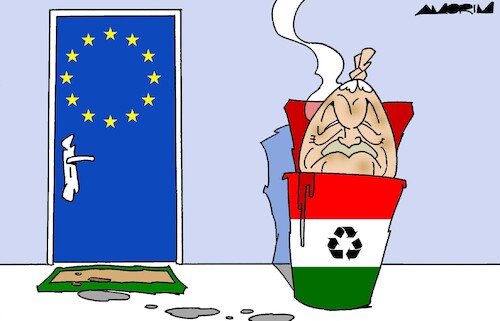 Cartoon: Garbage (medium) by Amorim tagged hungary,eu,viktororban,hungary,eu,viktororban