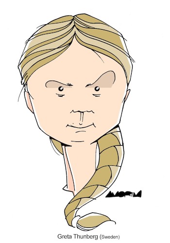 Cartoon: Greta Thunberg (medium) by Amorim tagged greta,thunberg,sweden