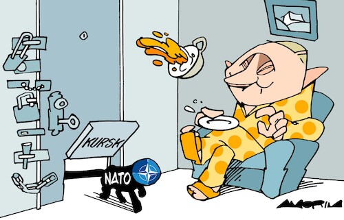 Cartoon: Kursk door (medium) by Amorim tagged putin,kursk,nato,putin,kursk,nato