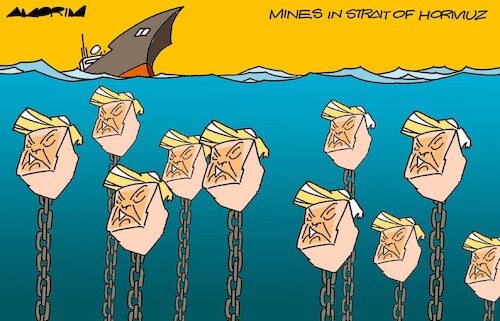 Cartoon: Locked and loaded (medium) by Amorim tagged trump,iran,straitofhormuz,trump,iran,straitofhormuz