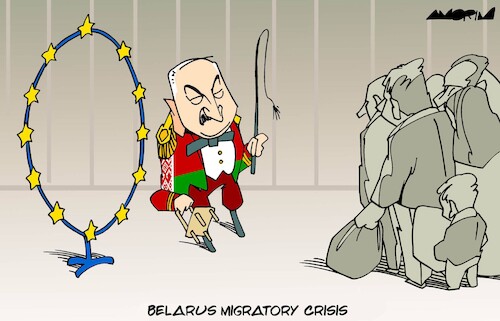 Cartoon: Lukashenko (medium) by Amorim tagged lukashenko,belarus,europe,lukashenko,belarus,europe,migration