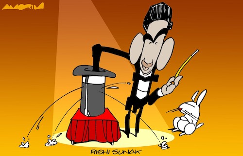 Cartoon: Magic tricks (medium) by Amorim tagged uk,rishi,sunak,prime,minister,uk,rishi,sunak,prime,minister