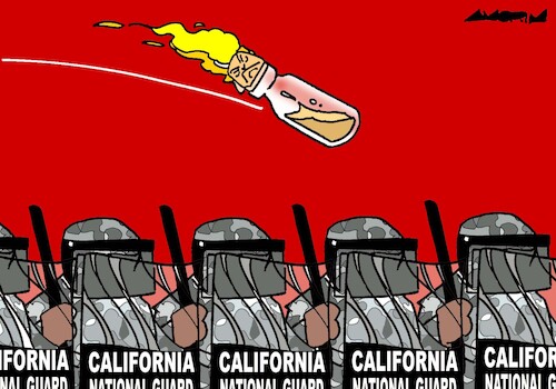 Cartoon: Molotov cocktail (medium) by Amorim tagged trump,losangelesriots,immigrationpolicies