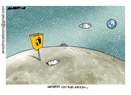 Cartoon: NASA announcement (medium) by Amorim tagged nasa,moon,water