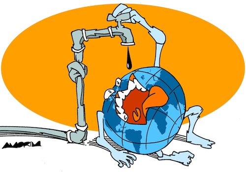 Cartoon: Oil addict (medium) by Amorim tagged oil,iran,straitofhormuz