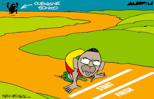 Cartoon: Olympic Games (medium) by Amorim tagged senegal,ousmane,sonko,macky,sall,senegal,ousmane,sonko,macky,sall