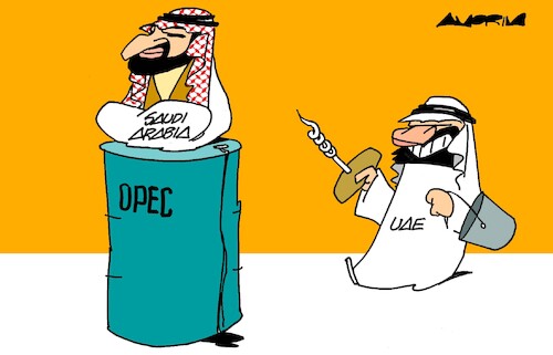 Cartoon: OPEC (medium) by Amorim tagged opec,saudiarabia,unitedarabemirates,opec,saudiarabia,unitedarabemirates