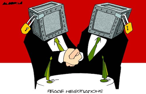 Cartoon: Peace negotiations (medium) by Amorim tagged israel,palestine,hamas,usa,israel,palestine,hamas,usa
