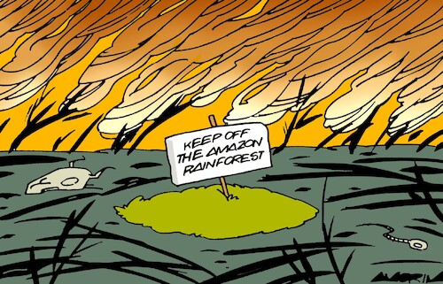 Cartoon: Rainforest (medium) by Amorim tagged climate,changes,amazonia,drought,wildfires,climate,changes,amazonia,drought,wildfires