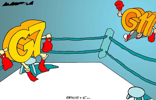 Cartoon: Round 1 (medium) by Amorim tagged brics,china,g7,brics,china,g7