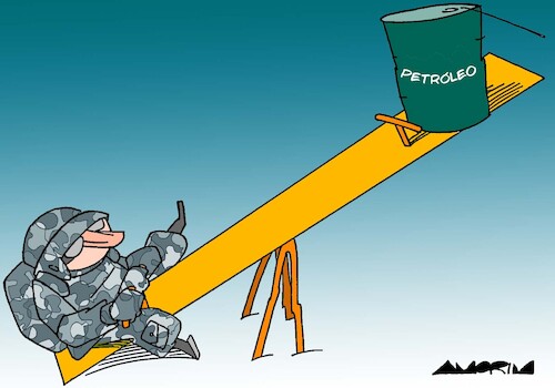 Cartoon: Seesaw (medium) by Amorim tagged oilprices,iran,straitofhormuz