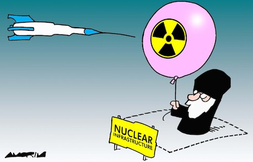 Cartoon: Targets (medium) by Amorim tagged iran,israel,nuclearplant,iran,israel,nuclearplant
