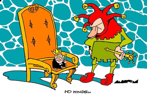 Cartoon: The king and the clown (medium) by Amorim tagged trump,courtjester,no,king,the,trump,courtjester,no,king