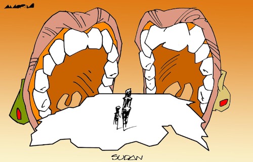 Cartoon: Throats (medium) by Amorim tagged sudan,civil,war,hunger,sudan,civil,war,hunger