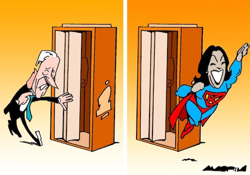 Cartoon: Up and away (medium) by Amorim tagged 2024,us,election,kamala,harris,joe,biden