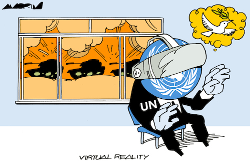 Cartoon: Virtual reality (medium) by Amorim tagged un,gaza,israel,un,gaza,israel